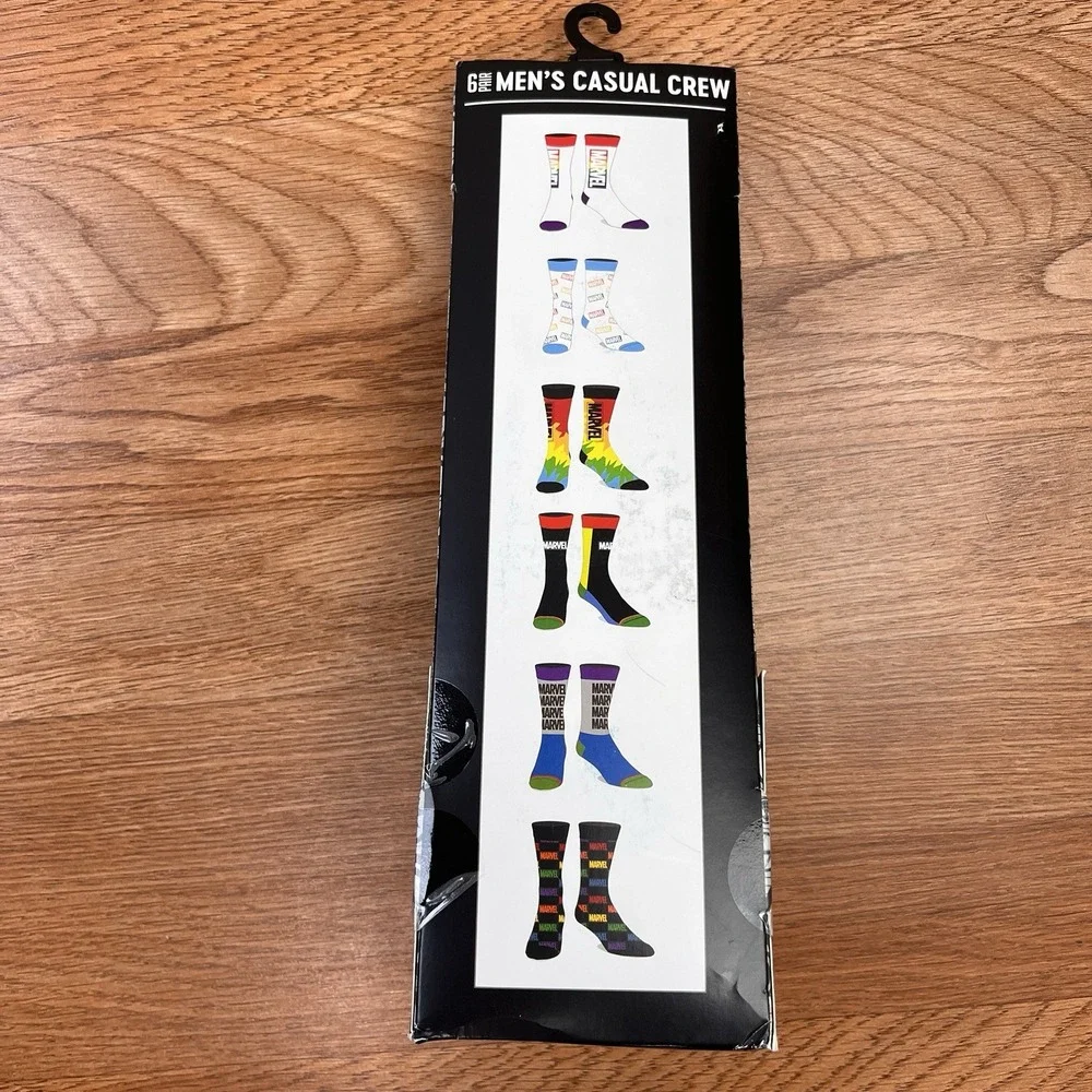 Marvel 6 Pack‎ Men's Casual Crew Socks Fits Shoe Size 8-12 NEW